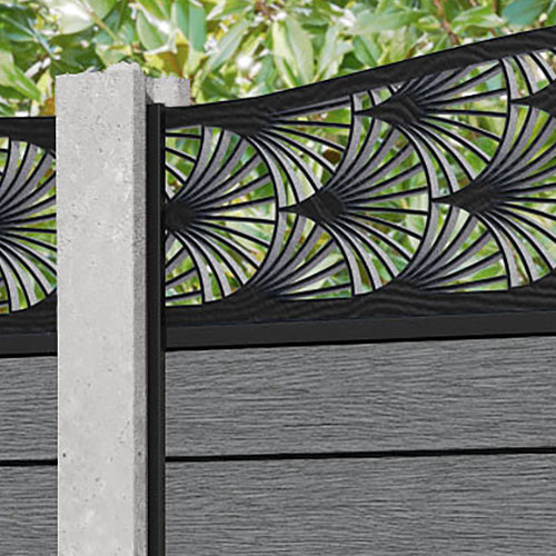 Fusion Laurel Curved Top Fence Panel - Mid Grey - for existing concrete posts