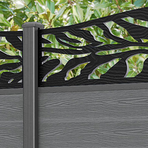 Classic Malawi Curved Top Fence Panel - Mid Grey - with our aluminium posts