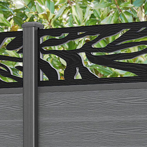 Classic Malawi Fence Panel - Mid Grey - with our aluminium posts