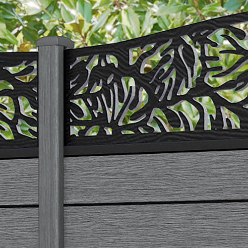 Fusion Botanic Curved Top Fence Panel - Mid Grey - with our composite posts