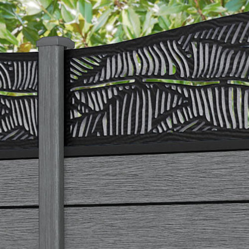 Fusion Feather Curved Top Fence Panel - Mid Grey - with our composite posts