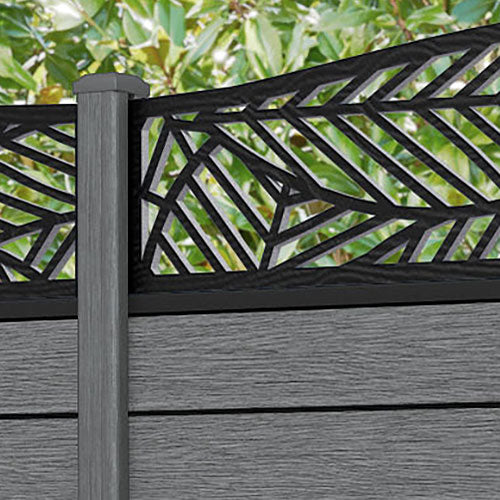 Fusion Habitat Curved Top Fence Panel - Mid Grey - with our composite posts