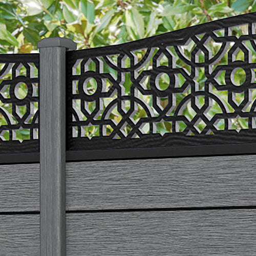 Fusion Nabila Curved Top Fence Panel - Mid Grey - with our composite posts