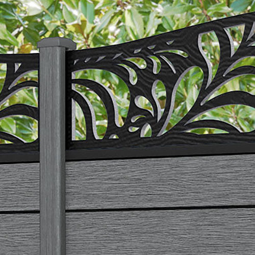 Fusion Petal Curved Top Fence Panel - Mid Grey - with our composite posts