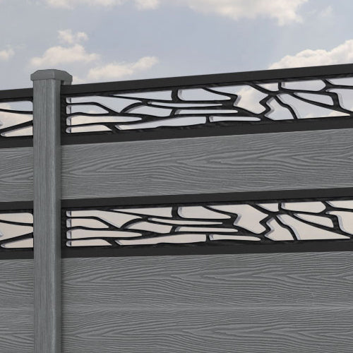 Classic Shatter Split Screen Fence Panel - Mid Grey - with our composite posts
