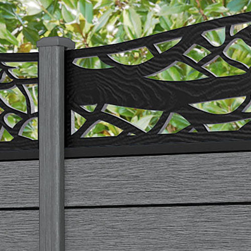 Fusion Twilight Curved Top Fence Panel - Mid Grey - with our composite posts