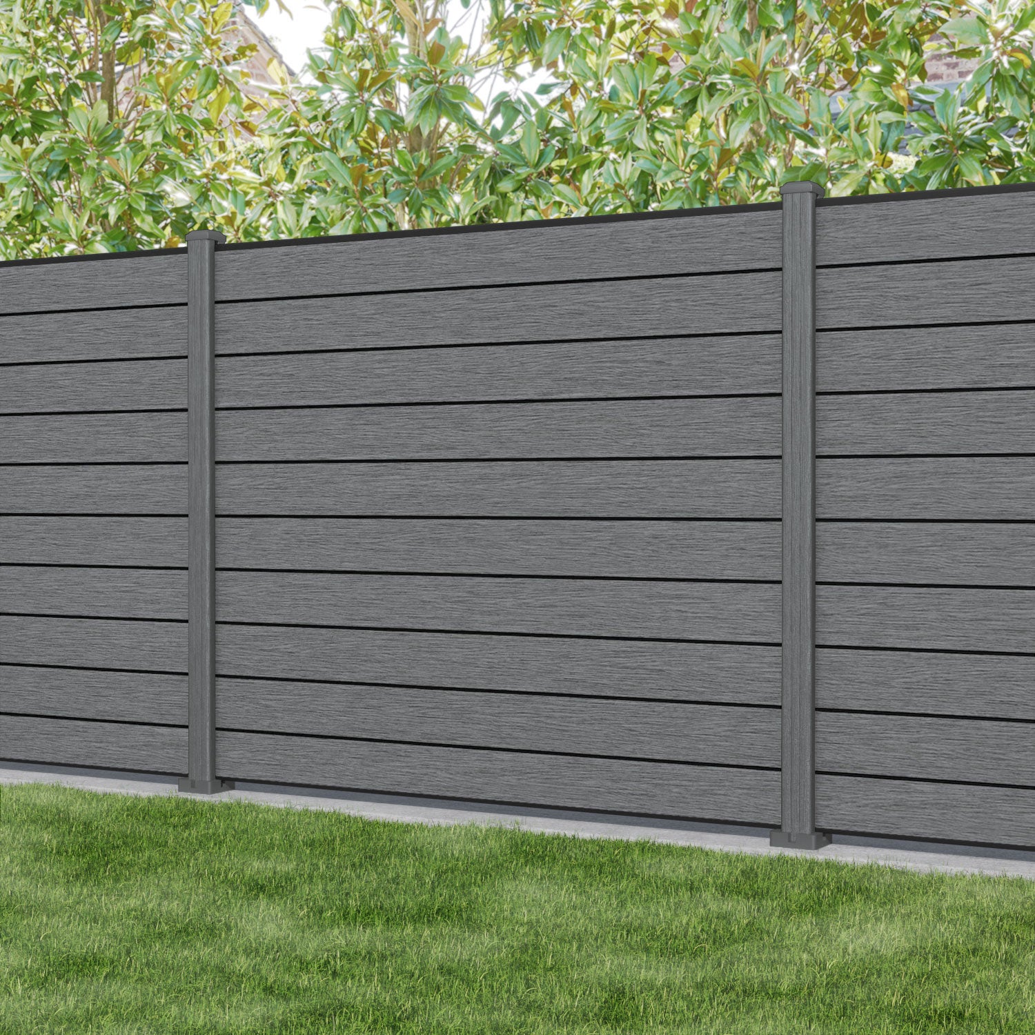 Fusion Fence Panel - Mid Grey - with our composite posts