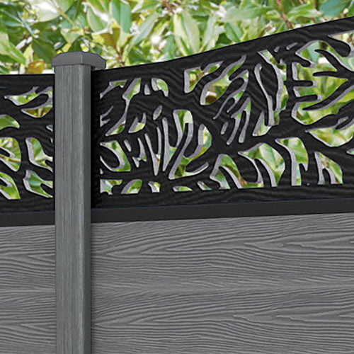 Classic Botanic Curved Top Fence Panel - Mid Grey - with our composite posts
