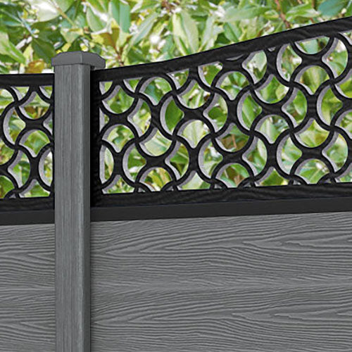 Classic Vida Curved Top Fence Panel - Mid Grey - with our composite posts