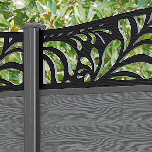 Classic Petal Curved Top Fence Panel - Mid Grey - with our aluminium posts