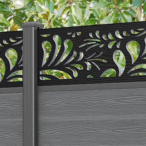 Classic Petal Fence Panel - Mid Grey - with our aluminium posts
