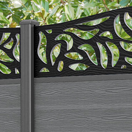 Classic Plume Curved Top Fence Panel - Mid Grey - with our aluminium posts