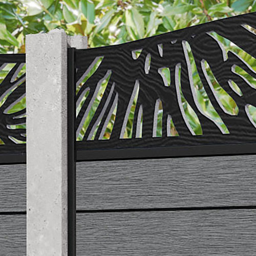 Fusion Poppy Curved Top Fence Panel - Mid Grey - for existing concrete posts