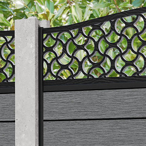 Fusion Vida Curved Top Fence Panel - Mid Grey - for existing concrete posts