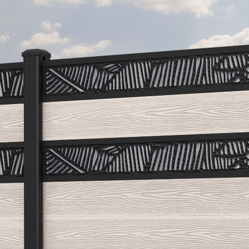 Classic Feather Split Screen Fence Panel - Mid Stone - with our aluminium posts