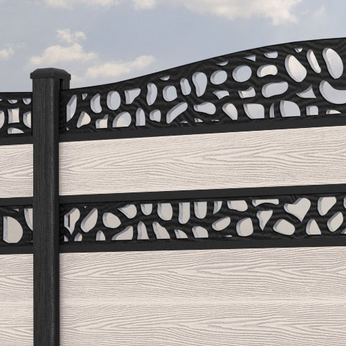 Classic Pebble Curved Top Split Screen Fence Panel - Mid Stone - with our composite posts