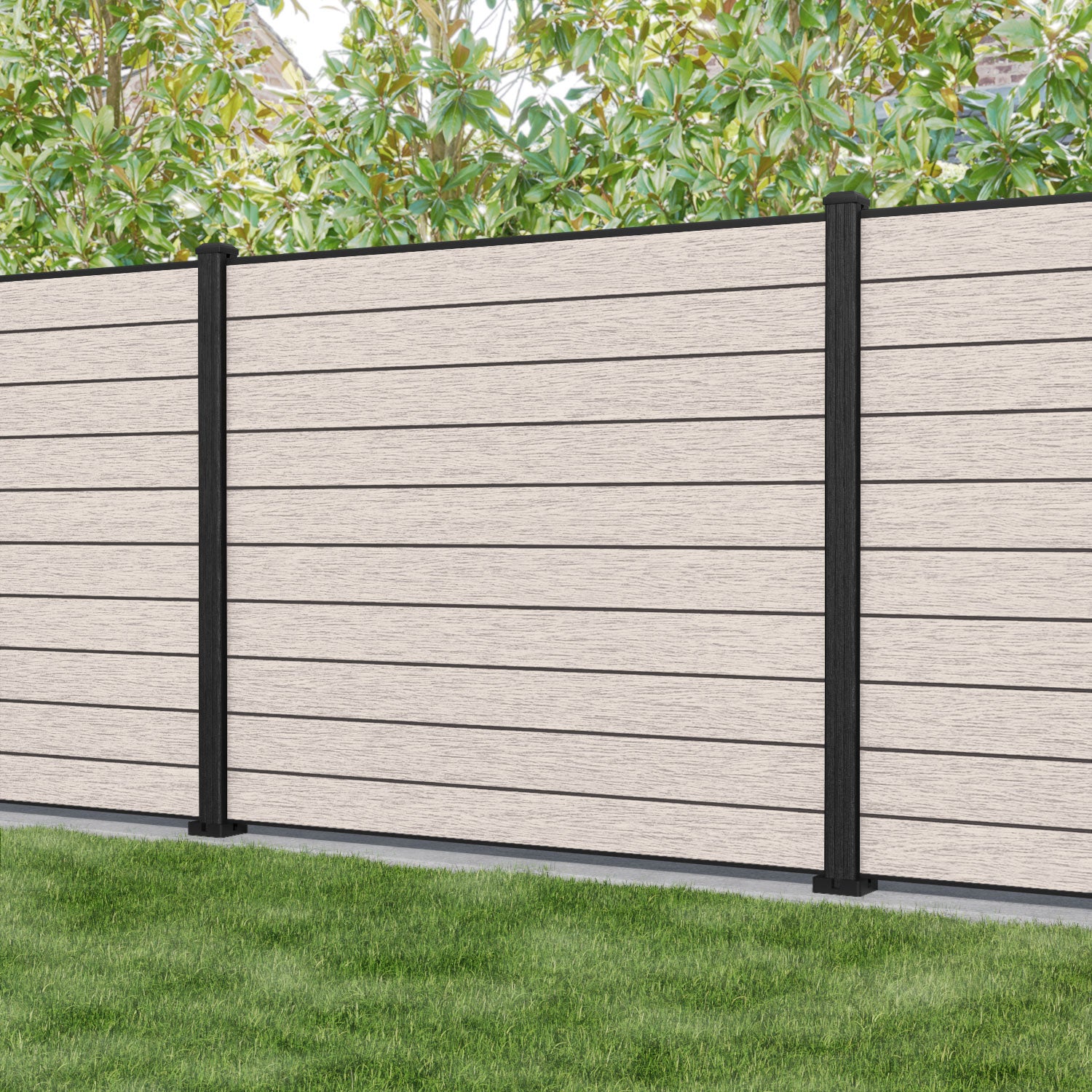 Fusion Fence Panel - Mid Stone - with our composite posts