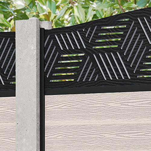Classic Cubed Curved Top Fence Panel - Mid Stone - for existing concrete posts