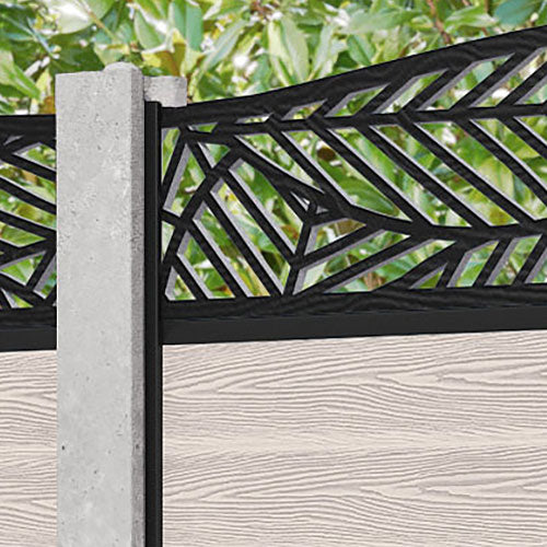 Classic Habitat Curved Top Fence Panel - Mid Stone - for existing concrete posts