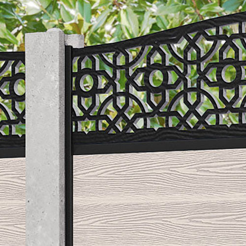 Classic Nabila Curved Top Fence Panel - Mid Stone - for existing concrete posts