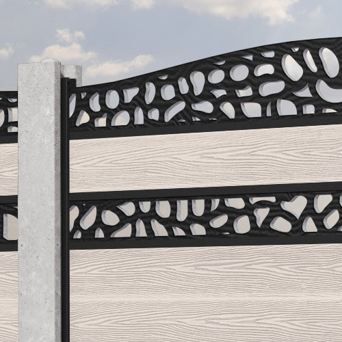 Classic Pebble Curved Top Split Screen Fence Panel - Mid Stone - for existing concrete posts