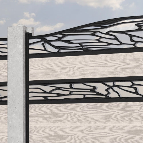 Classic Shatter Curved Top Split Screen Fence Panel - Mid Stone - for existing concrete posts