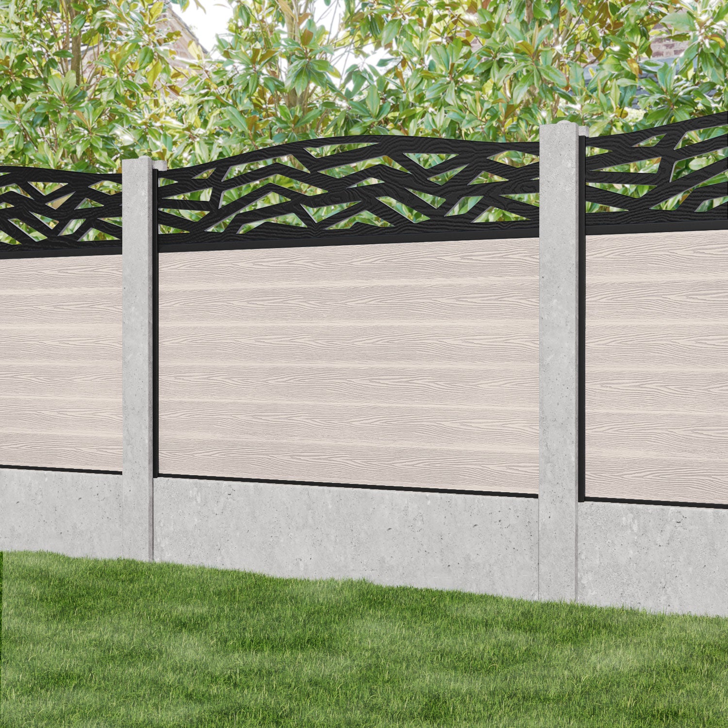 Classic Zenith Curved Top Fence Panel - Mid Stone - for existing concrete posts