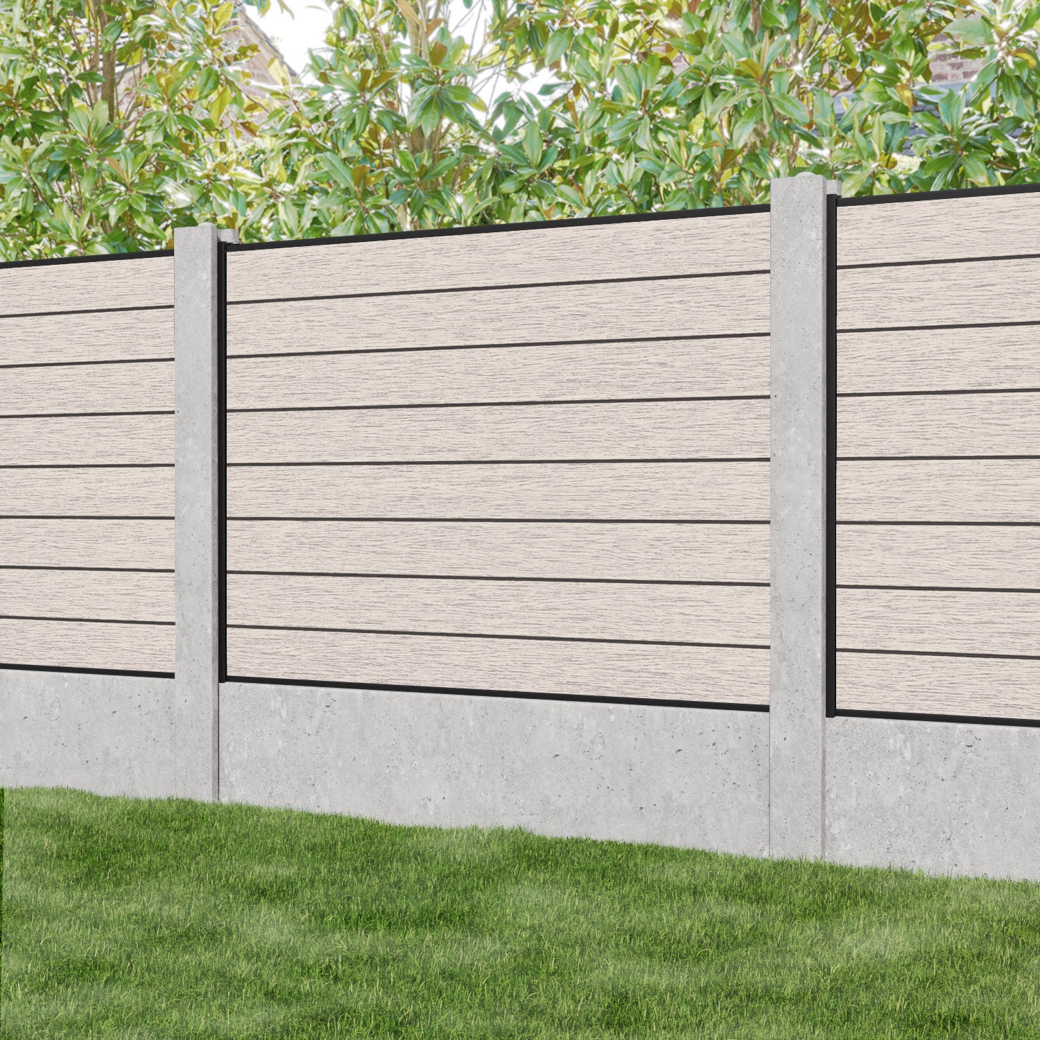 Fusion Fence Panel - Mid Stone - for existing concrete posts