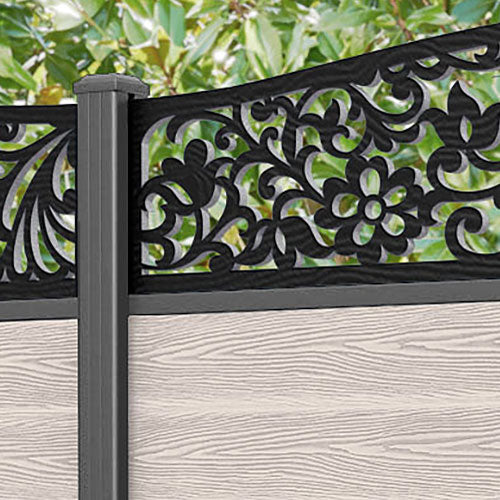 Classic Eden Curved Top Fence Panel - Mid Stone - with our aluminium posts