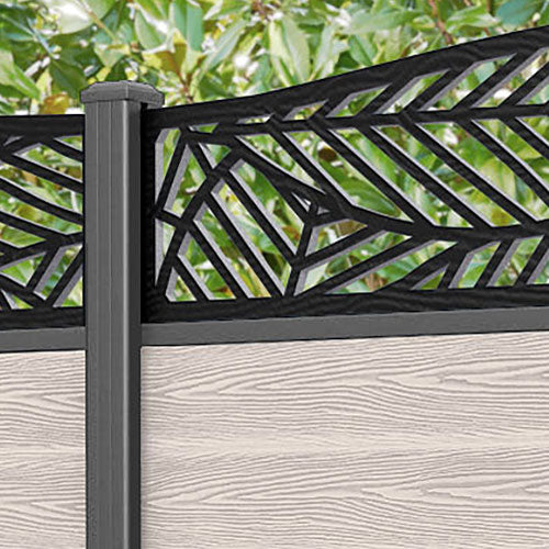 Classic Habitat Curved Top Fence Panel - Mid Stone - with our aluminium posts