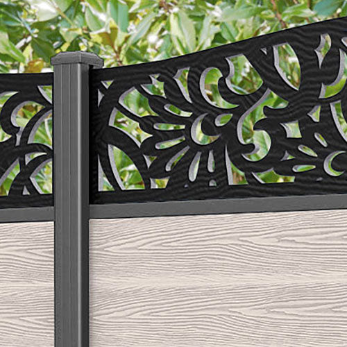 Classic Heritage Curved Top Fence Panel - Mid Stone - with our aluminium posts