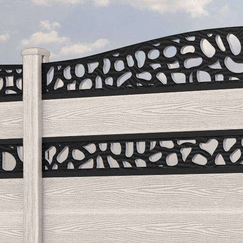 Classic Pebble Curved Top Split Screen Fence Panel - Mid Stone - with our composite posts