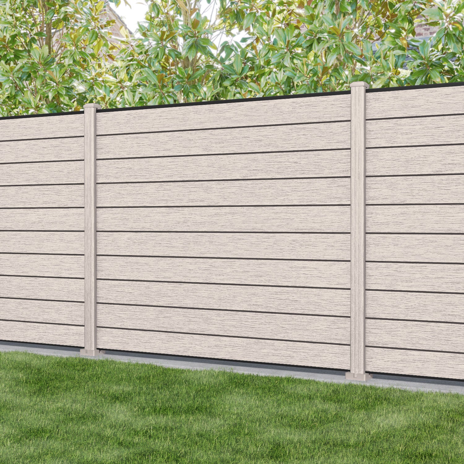 Fusion Fence Panel - Mid Stone - with our composite posts