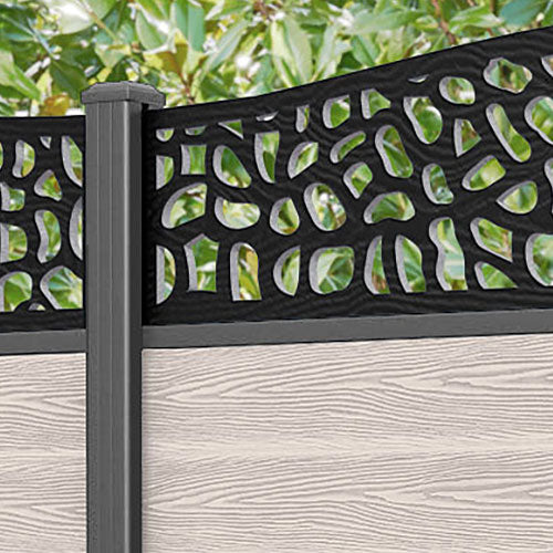 Classic Pebble Curved Top Fence Panel - Mid Stone - with our aluminium posts