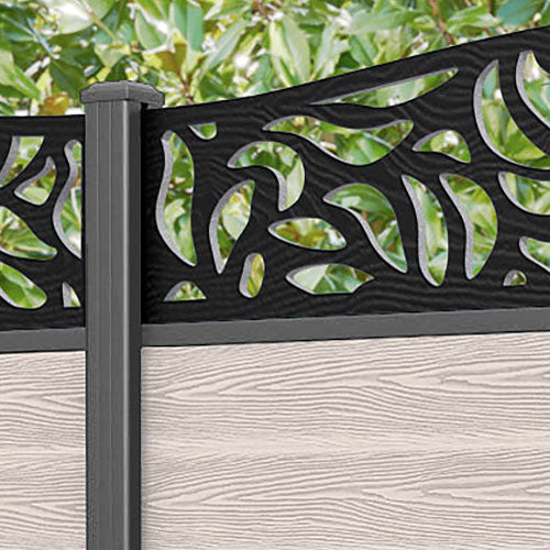 Classic Plume Curved Top Fence Panel - Mid Stone - with our aluminium posts