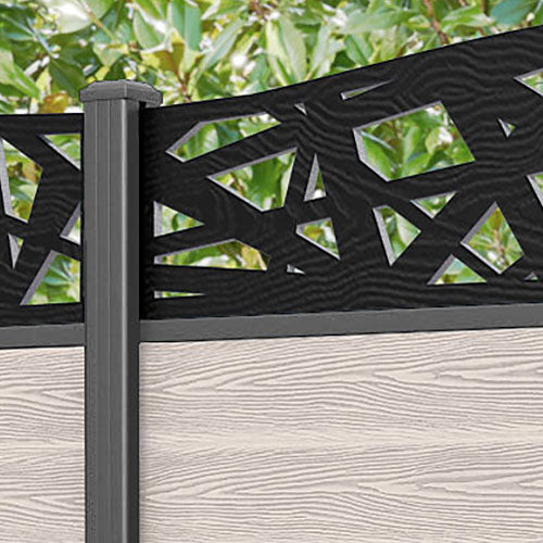 Classic Prism Curved Top Fence Panel - Mid Stone - with our aluminium posts