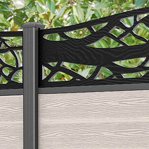 Classic Twilight Curved Top Fence Panel - Mid Stone - with our aluminium posts