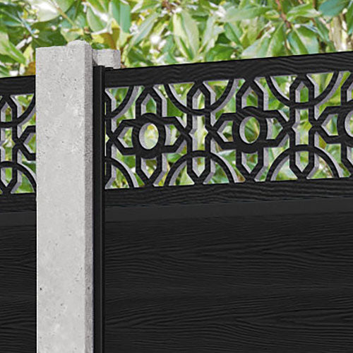 Classic Nabila Fence Panel - Black - for existing concrete posts