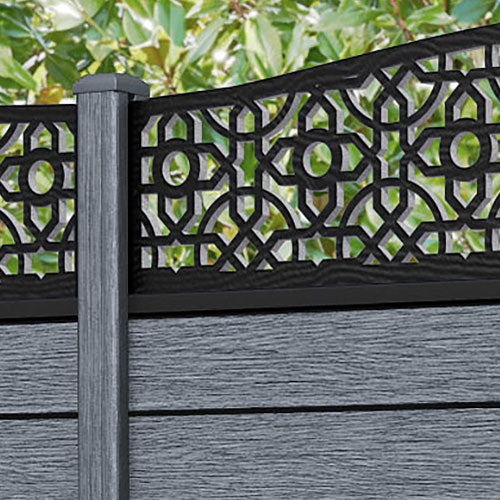 Fusion Nabila Curved Top Fence Panel - Anthracite - with our composite posts