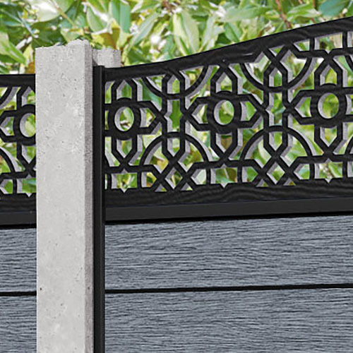 Fusion Nabila Curved Top Fence Panel - Anthracite - for existing concrete posts