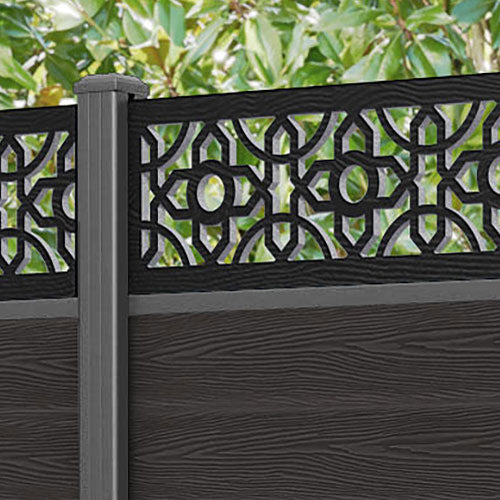 Classic Nabila Fence Panel - Dark Oak - with our aluminium posts