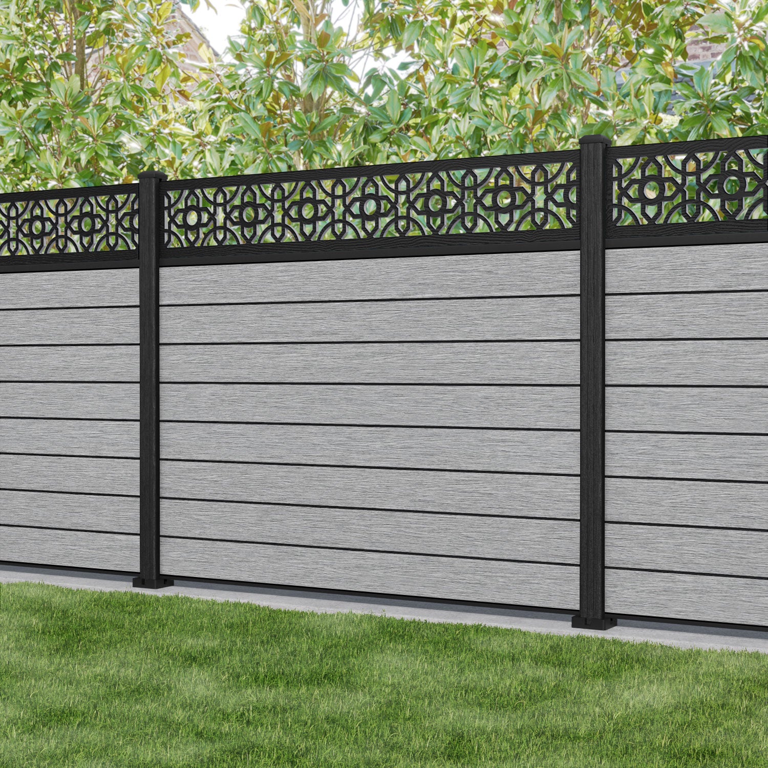 Fusion Nabila Fence Panel - Light Grey - with our composite posts