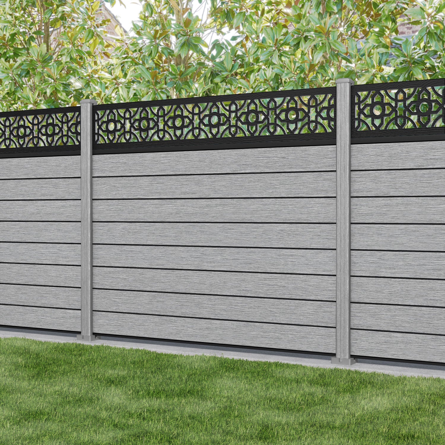 Fusion Nabila Fence Panel - Light Grey - with our composite posts