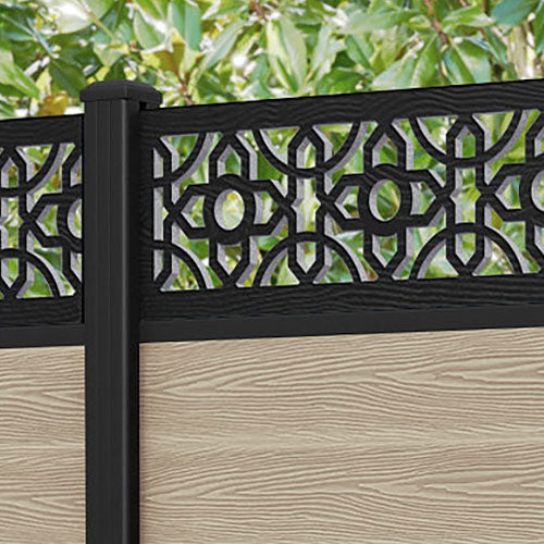 Classic Nabila Fence Panel - Light Oak - with our aluminium posts