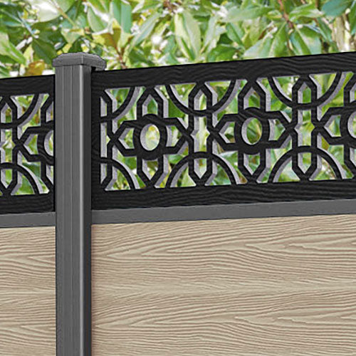 Classic Nabila Fence Panel - Light Oak - with our aluminium posts