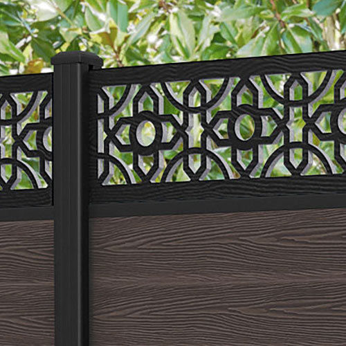 Classic Nabila Fence Panel - Mid Brown - with our aluminium posts