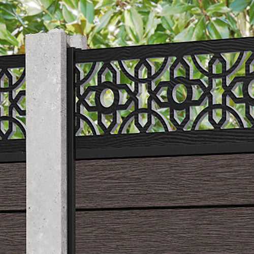 Fusion Nabila Fence Panel - Mid Brown - for existing concrete posts