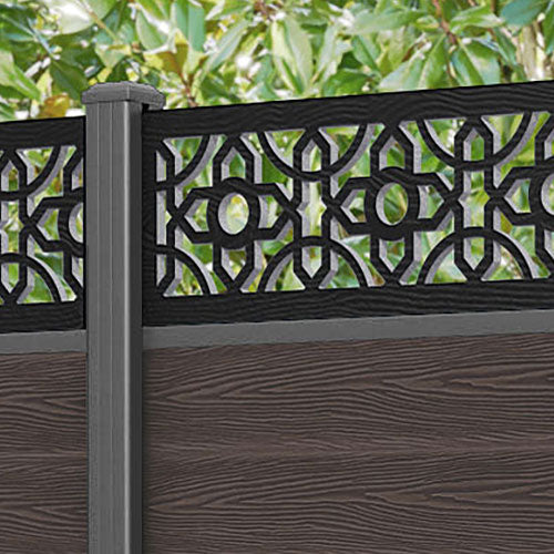 Classic Nabila Fence Panel - Mid Brown - with our aluminium posts
