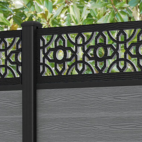 Classic Nabila Fence Panel - Mid Grey - with our aluminium posts