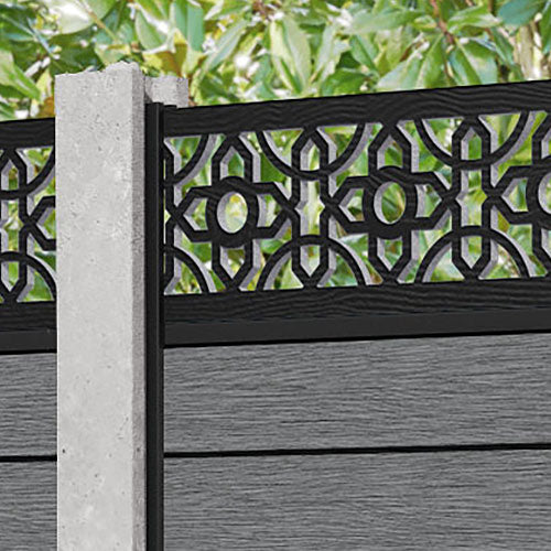 Fusion Nabila Fence Panel - Mid Grey - for existing concrete posts